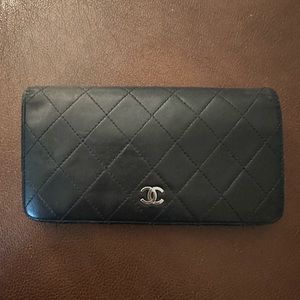 Authentic Chanel Flap Quilted Lambskin Wallet